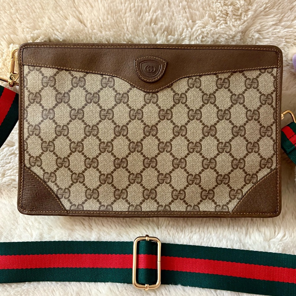 🫧Auth🫧VTG GUCCI Ophidia Sherryline Supreme Web Pouch Clutch🍓
